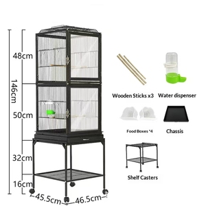 Bird Cage With Aluminum Alloy Base Luxury Large Parrot Cage With Metal House Boxed Packaging - Product Image 4