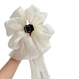 Barrette à cheveux en forme de nœud papillon en filet de ciel étoilé noir et blanc en gros <span class=keywords><strong>pour</strong></span> femmes, barrette à cheveux <span class=keywords><strong>pour</strong></span> <span class=keywords><strong>chignon</strong></span> à l'arrière de la tête, barrette à cheveux en forme d'aileron de requin - Product Image 4