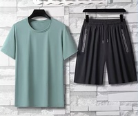 Ensemble de sport respirant pour homme avec logo personnalisé imprimé, T-shirt décontracté à manches courtes et short de course, survêtement ample