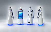 Photomaton Robotique Commercial IA avec Tête d'Affichage LED, Station de Caméra Selfie à Rotation 360°, Kiosque de Location pour Événements - Vente Flash