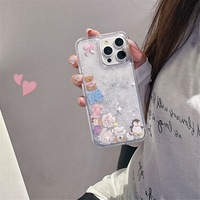 Funda de Teléfono con Diseño de Animales Lindos y Efecto de Arena Movediza, Carcasa Transparente con Dibujos Animados para iPhone 17 Pro Max 16 15 14 11, Carcasa Protectora Anti-Golpes para Chicas