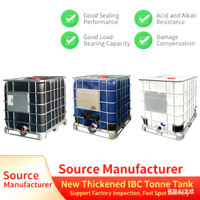 Bacs IBC en plastique de qualité alimentaire carrés de 1000 L |   Doublure intérieure toute neuve, structure en fer, bleu/noir