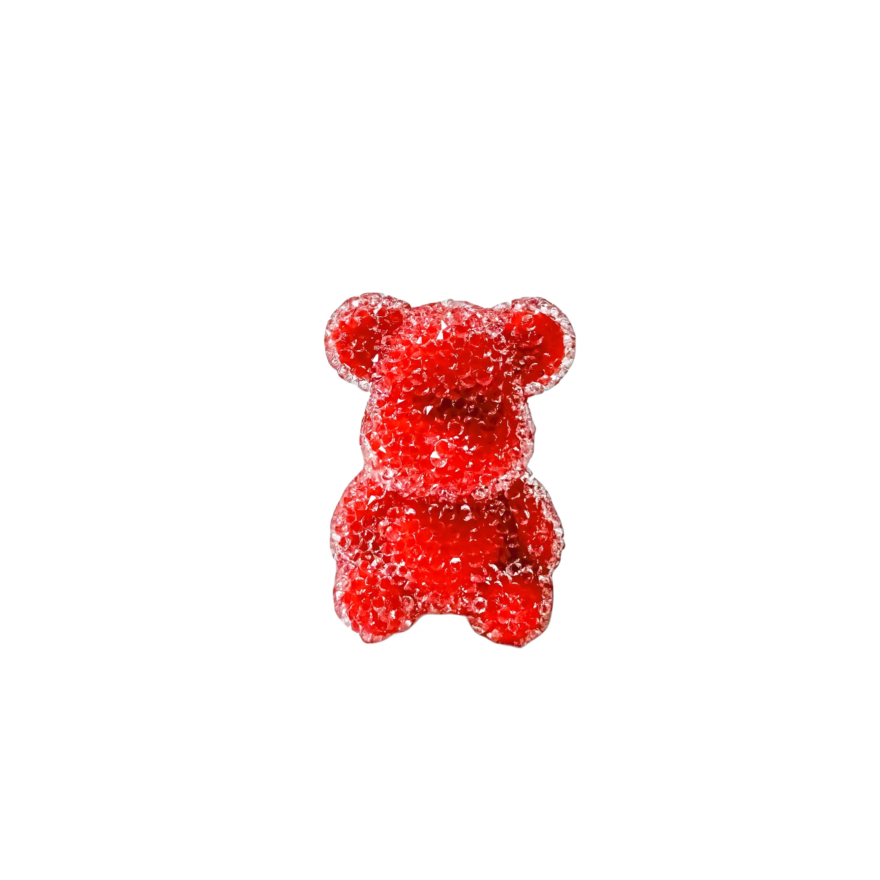 Caramelo de urso violento 3D dos desenhos animados, brilhante com diamante completo DIY chaveiro de corrente de celular com contas, acessórios com caneta e boné de contas