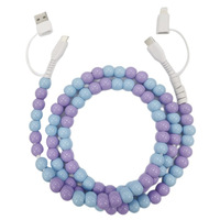 Kabel Data Mutiara 2 dalam 2 PD, kabel pengisian daya 4 dalam 1, kabel USB Tipe c ke ganda dengan manik-manik