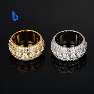Wholesale VVS Moissanite 5 Row Prong Set <strong>Sterling</strong> <strong>Silver</strong> 18K Gold Plated Luxury Eternity Band <strong>Ring</strong> for <strong>Men</strong> - Product Image 5