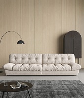 Canapé modulaire Cloud avec tissu en daim et plumes de duvet, structure en bois de pin, luxe moderne pour appartement et villa