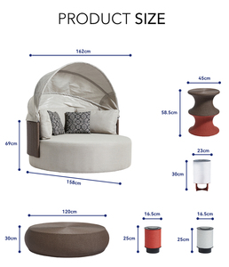 أثاث فاخر خارجي كرسي صالة حمام سباحة كرسي شمسي شاطئ مزدوج غطاء خارجي غطاء بالي سرير نهاري خارجي - Product Image 4