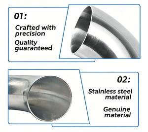 Coude de <span class=keywords><strong>tube</strong></span> à mandrinage à 90 degrés, diamètre extérieur 1,75 pouces, en acier inoxydable 304, réutilisable |   Tuyau d'échappement coudé pour main courante d'escalier - Product Image 2