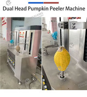 Máquina Procesadora de Calabazas de Doble Cabezal, Peladora, Cortadora en Mitades y en Cubos, de Acero Inoxidable SUS304 para Fábricas de Snacks para Mascotas y Vegetales Congelados