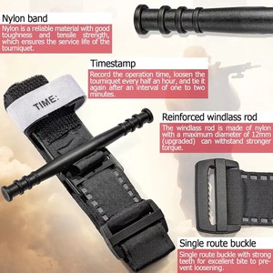 Tourniquet tactique universel en nylon pour premiers secours, à usage extérieur et médical d'urgence, à une main, avec boucle de fixation pour arrêter les saignements - Product Image 4