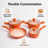 Ensemble de casseroles en aluminium OEM, durable et moderne, revêtement antiadhésif, poêle à frire, casserole, ensemble d'ustensiles de cuisine