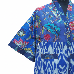 เสื้อคลุมกิโมโนสั้นสไตล์วินเทจทำมือ ลายดอกไม้หรูหรา ผ้าควิลท์อินเดีย เสื้อโค้ทเนื้อนุ่ม แจ็คเก็ตฤดูหนาว ชุดนอนฤดูใบไม้ร่วง ผ้าฝ้าย 100% - Product Image 1