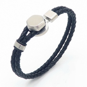 2024 New Design Wholesale Custom Stainless Steel Engraving Braided Leather Bracelet <b>for</b> <b>Men</b> Women - Product Image 1