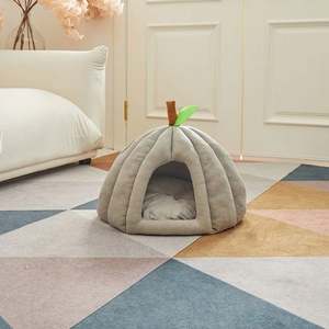 2025 doux et confortable citrouille chat nid toutes saisons universel couleur unie nid pour animaux de compagnie coupe-vent et chaud antidérapant chat nid - Product Image 3