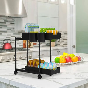 Adjustable Height 2-Tier Kitchen Storage Rack <strong>Pull</strong> <strong>Out</strong> Cabinet Organizer with Sink Hooks Cup Hanging <strong>Shelf</strong> Boxed Packaging - Product Image 5