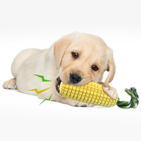 Jouet à mâcher pour chien en TPR personnalisable en gros, forme de maïs classique avec corde en coton, jouets à mâcher pour chien
