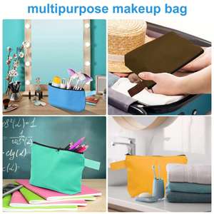 Minimalist Canvas Cosmetic Bag Travel <b>Makeup</b> Pouch Cotton Zipper Pencil <b>Case</b> Private Label - Product Image 4