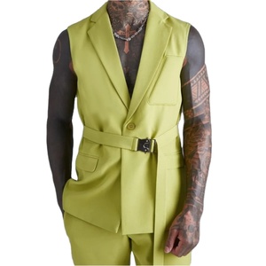 Trajes de Hombre de Último Diseño con Cinturón de Hebilla, Sin Mangas, para Novio de Boda, Terno Masculino, Vestido de Hombre, Hecho a Medida, 2 Piezas, Chaleco + Pantalón - Product Image 1