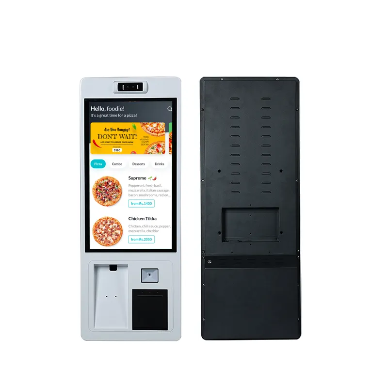 Vente chaude 21.5 pouces Kiosques tactiles Paiement Android Wins terminaux de paiement Imprimante thermique 80 mm Self Service Pos Kiosk Machine