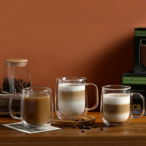 CnGlass Factory direct soufflé à la main Double paroi borosilicate isolé Cappuccino café tasse en verre pour café - Product Image 4