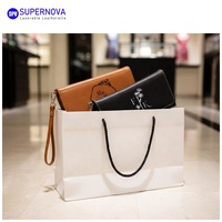 Dompet Clutch Kulit Sintetis Panjang dengan Logo Ukiran Laser Kustom, Dompet Kulit Sintetis Panjang Kosong yang Dapat Diukir Laser dengan Tali