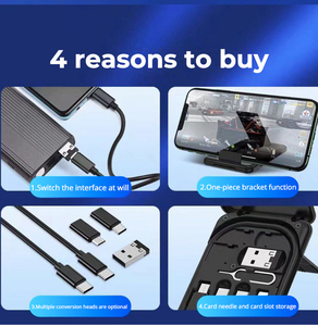 Set Multifunzionale all'Ingrosso: Cavo USB 60W 3A, Scatola Portacavi, Kit di Ricarica Rapida 5 in 1, Supporto per Telefono e Set di Adattatori - Product Image 4