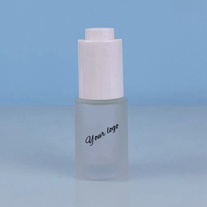 Luxury Round Skin Care Serum Press Top <b>Dropper</b> <b>Bottles</b> Blue 1oz 30ml Glass <b>Bottle</b> With Push Botton - Product Image 5