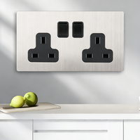 Interrupteur à bascule en acier inoxydable de haute qualité, universel pour le Royaume-Uni, 1/2/3 voies, 1 direction, prises murales USB Type-C, élégant, rétro, vintage