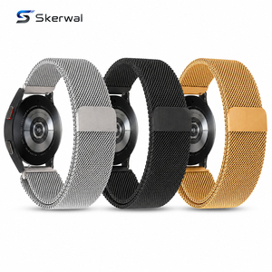 Bracelet de montre connecté<span class=keywords><strong>e</strong></span> pour Samsung <span class=keywords><strong>Huawei</strong></span> 20mm 22mm en acier inoxydable maille milanaise avec fermoir magnétique à libération rapide, bracelet sport quotidien - Product Image 1