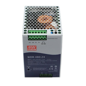 Fuente de Alimentación <span class=keywords><strong>Mean</strong></span> Well WDR-480-24 <span class=keywords><strong>DC</strong></span> 480W 24V de Alta Eficiencia 93% con Baja Disipación de Energía, Salida Única, Certificación CE para Riel DIN - Product Image 4