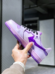 2025 artículos superventas alta calidad Bapeeess diseñador Estrella <span class=keywords><strong>zapatos</strong></span> charol PU cuero púrpura Casual deportes monopatín caminar - Product Image 4