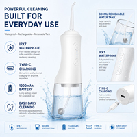 Irigator Oral Portabel 300ML Teknologi Smart Pulse Port Pengisian Daya Tipe-C Tanpa Kabel untuk Perjalanan dan Rumah