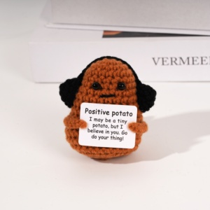 Handmade Crochet Khoai Tây Rau đồ chơi dễ thương Đồ trang trí vui tích cực năng lượng búp bê cho tình cảm hỗ trợ dệt tay đan lo lắng - Product Image 2