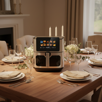 Friteuse à air numérique intelligente électrique grande capacité 8L en acier inoxydable multifonction pour la maison avec écran LED et surface antiadhésive