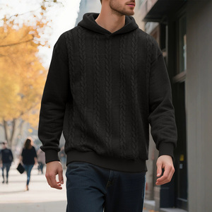 Sweat-shirt à capuche jacquard épais pour homme, manches longues, décontracté, automne-hiver, grande taille, style européen et américain, non doublé - Product Image 1