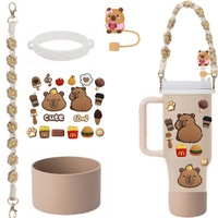 Ensemble d'accessoires pour bouteille d'eau (plus de 5 pièces) – Silicone, gel, moderne, minimaliste, lavable, réutilisable, bouchon de paille, chaîne de tasse, chaîne de perles