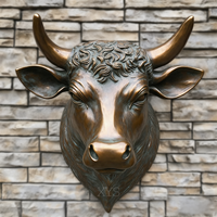 Escultura de Pared de Cabeza de Toro de Bronce, Estilo Realista Personalizado, Decoración de Pared Interior y Exterior, Estatua de Bronce
