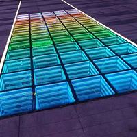Dalles de sol 3D Abyss lumineuses, portables, en verre RGB, étanches IP65, pour extérieur, piste de danse lumineuse pour mariage et fête, effet miroir - Vente chaude