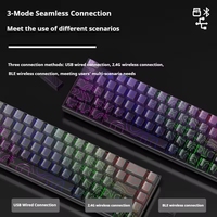 Clavier de jeu mécanique sans fil DARK ALIEN R68 Pro RGB rétroéclairé 68 touches, tri-mode, hot-swappable, avec touches imprimées latéralement