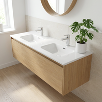 Lavabo Moderno Rettangolare in Ceramica da Appoggio per Hotel, Design Contemporaneo con Bordo Sottile, Superficie Liscia Facile da Pulire, Singolo