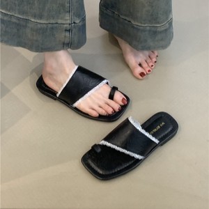 Sandalias Planas de Moda para Mujer, de Piel Sintética, Ligeras, Cerradas, Antideslizantes, con Suela de Goma, para Verano - Product Image 5