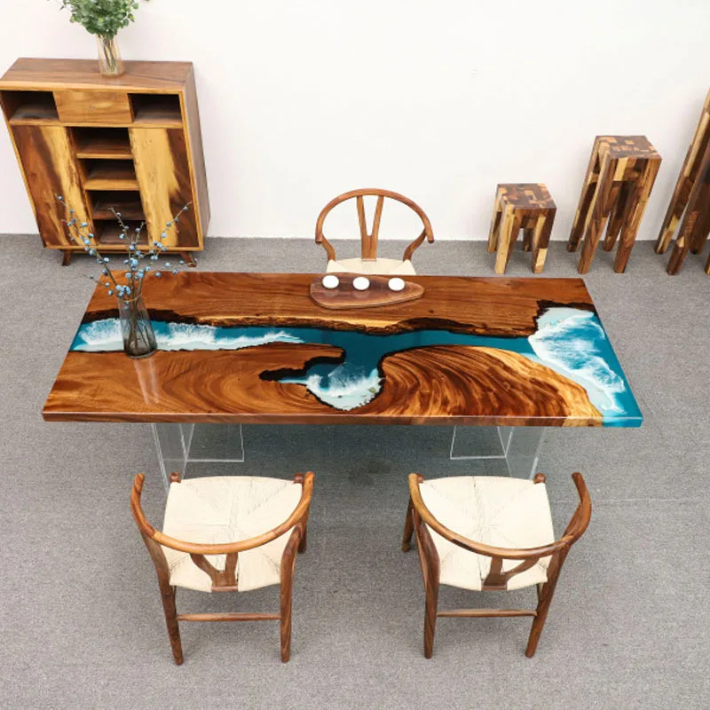 mesa de comedor de madera epoxi