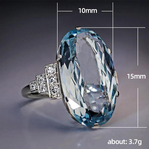Anello Grande Ovale Blu Elegante da Donna - Product Image 5