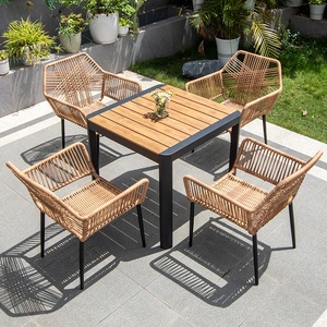Juego de muebles de jardín popular 2024, <span class=keywords><strong>bistro</strong></span>, patio trasero, restaurante, patio, mesa de comedor, sillas y mesas de fiesta en el jardín de aluminio - Product Image 2