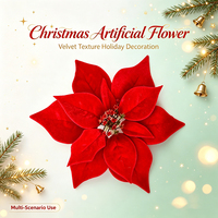 TRIUMSKY Samt-Weihnachtsblumen, Weihnachtsbaum-Zubehör-Dekorationen, Künstliche Blumen Weihnachtsdekorationen