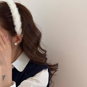 Diadema <span class=keywords><strong>de</strong></span> Tela Afelpada con Dientes para Otoño/Invierno, 14 cm, para Mujer, para Lavar la Cara y el Cabello - Product Image 2