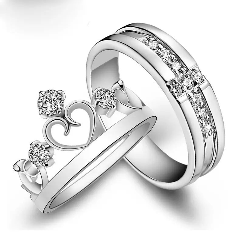 Hadiah Valentine mata bor berlian bisa disesuaikan cincin tunangan cincin mahkota pernikahan pasangan perhiasan untuk wanita