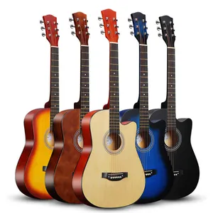 Wholesale High Quality 38 inch Cutaway OEM Service Full Size Acoustic Guitar for Beginner Adult Kid