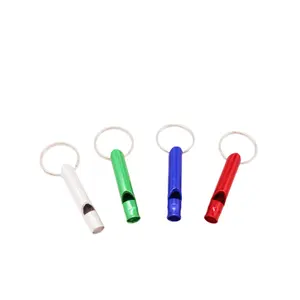 WSNBWYE Custom Promotional Cheap Price Aluminium Whistle Key Chain With Green silver blue red stainless whistle