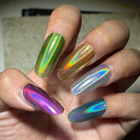 Poudre à ongles holographique laser effet miroir chromé argenté tendance mode pour salon de manucure - Nouveauté promotionnelle